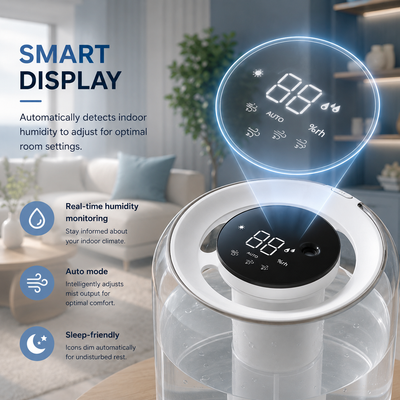 EasyBreathe Smart Mist™ Aromatherapy Humidifier with Night Light  - 6.8L Dual Nozzle