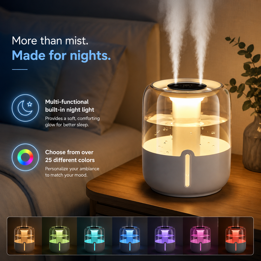 EasyBreathe Smart Mist™ Aromatherapy Humidifier with Night Light  - 6.8L Dual Nozzle